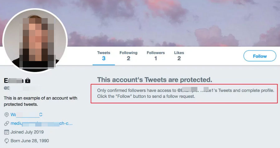 private Twitter account