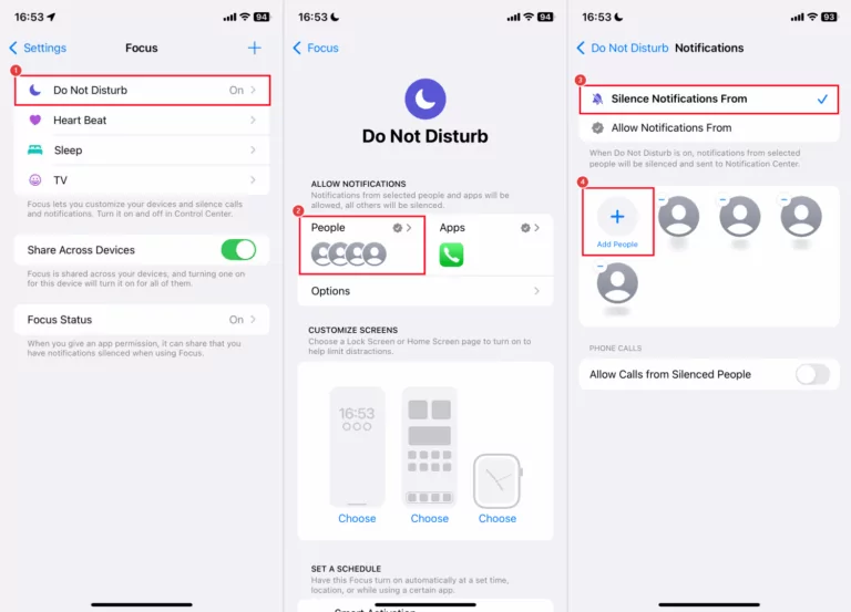 put one person on Do Not Disturb iPhone