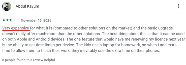 qustodio googleplay review about price