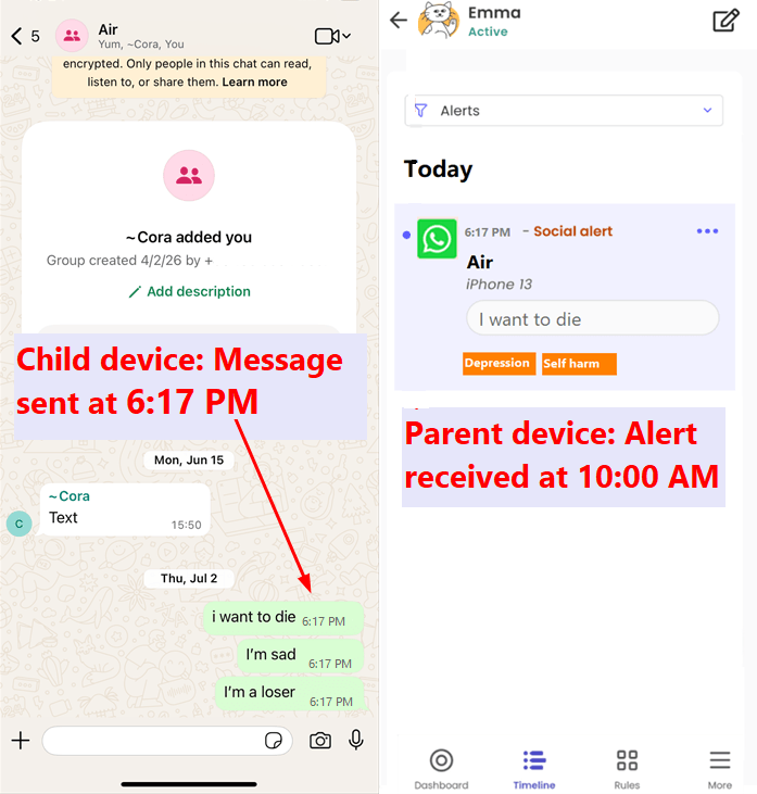 Qustodio social media alert