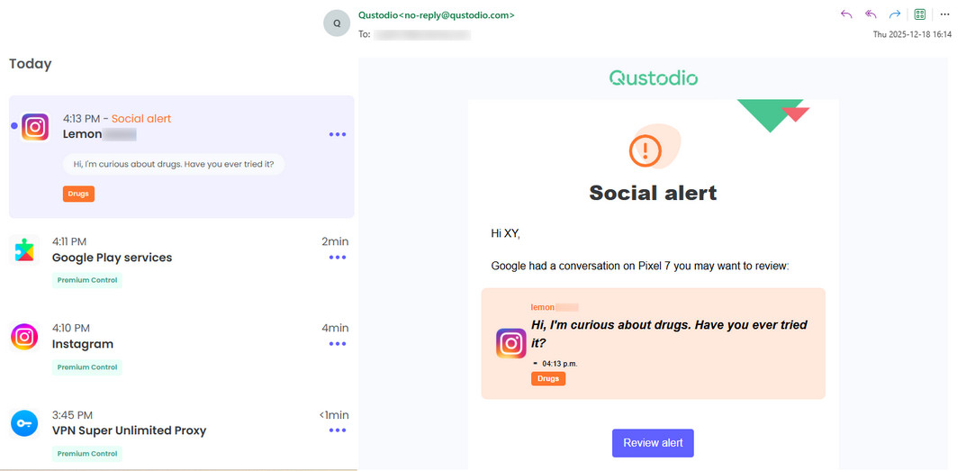 qustodio social monitoring