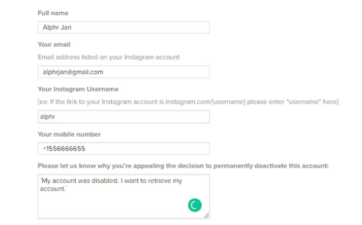 suspend instagram account
