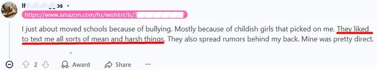 Reddit discussion about cyberbullying