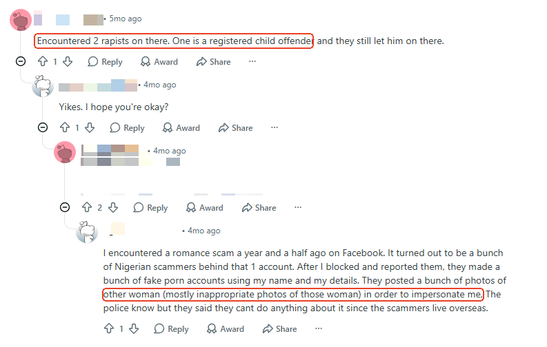 how Reddit user say about Facebook Dating