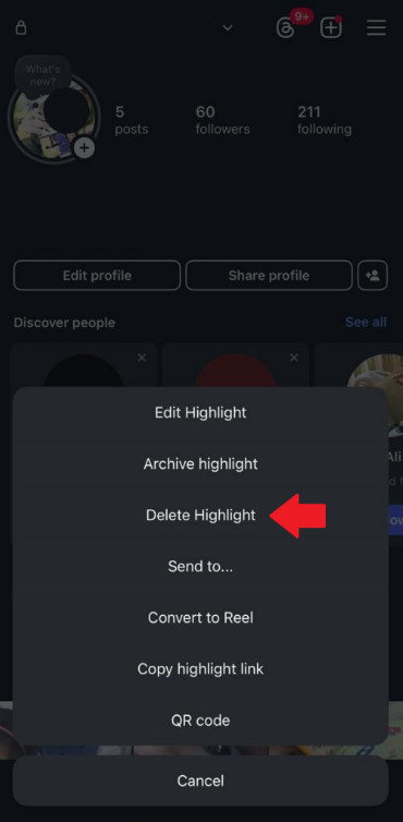 remove highlights from instagram