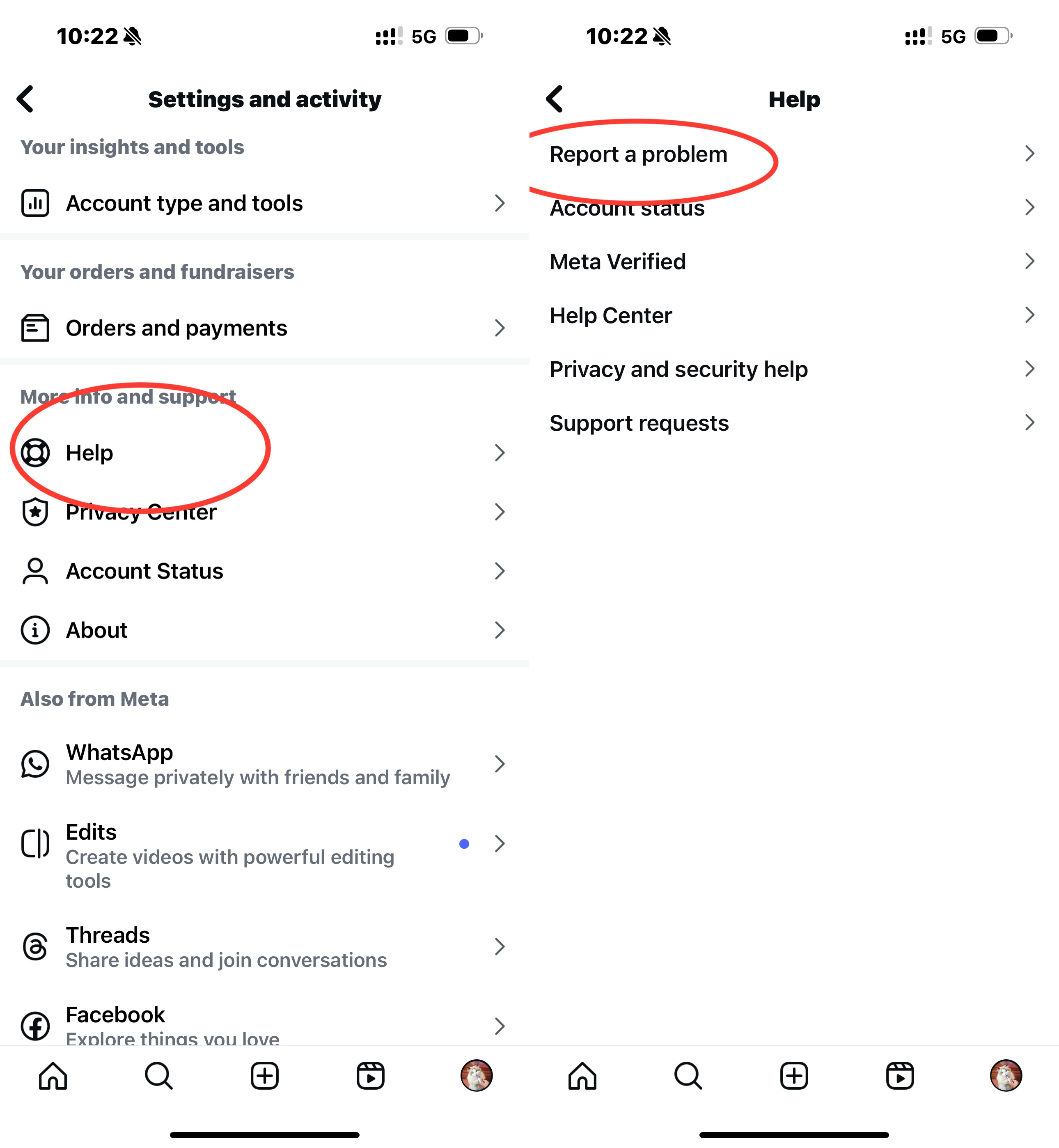 Report a Problem on ins