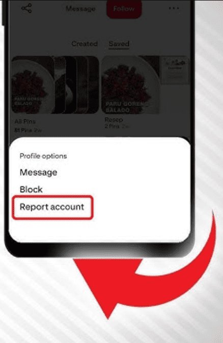 report pinterest account