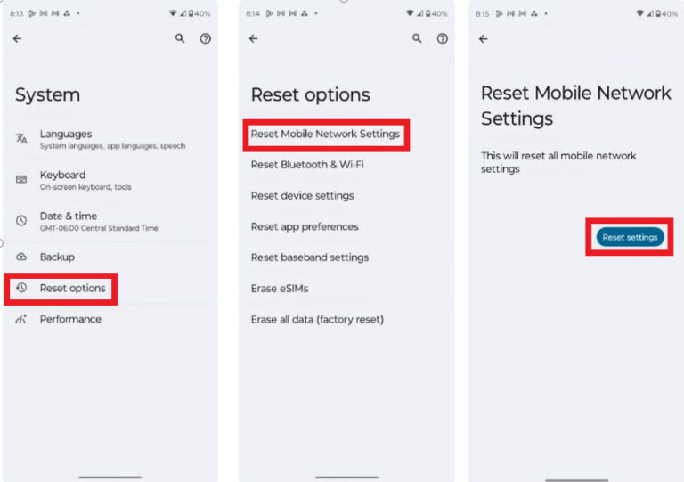 reset network settings