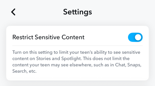 restrict sensitive content on Snapchat