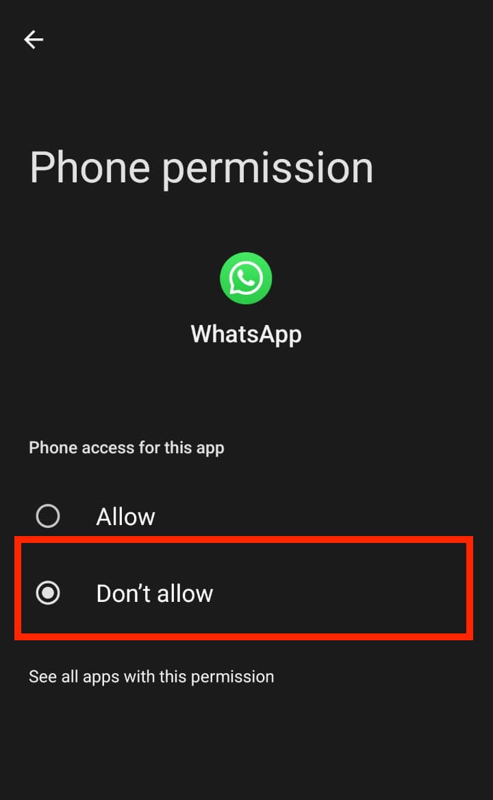 choose don't allow section