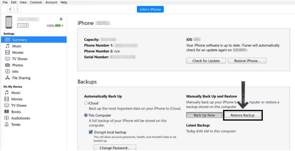 retrieve blocked messages via itunes