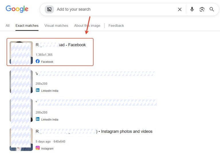 reverse image search Facebook profile
