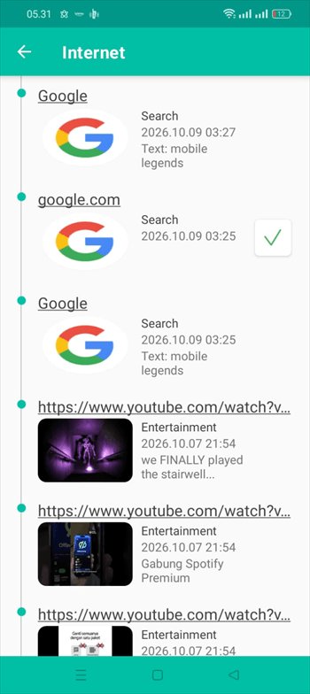 Safe Lagoon internet history showing on parent's end