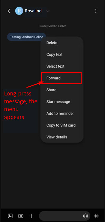 samsung message forward