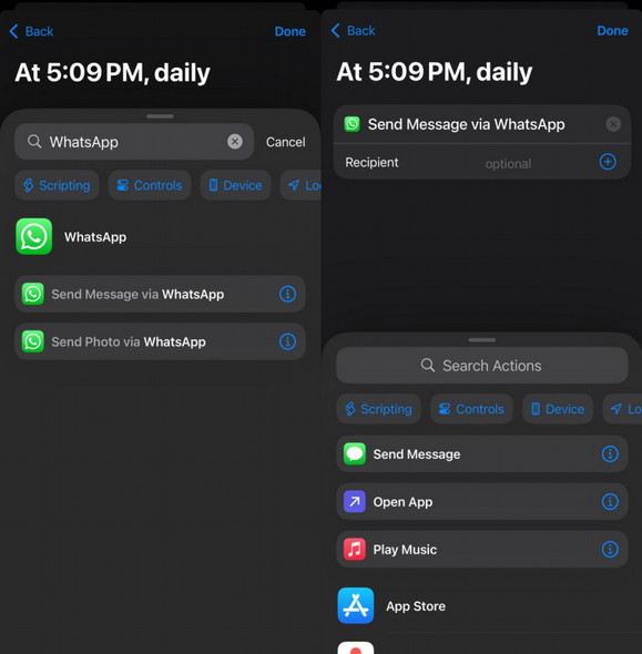 schedule a message on whatsapp