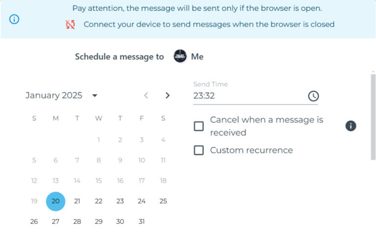 schedule whatsapp message on web