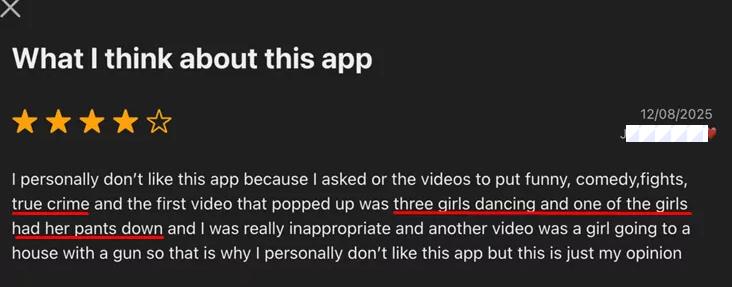 Scoopz app inappropriate content including sexually explicit material