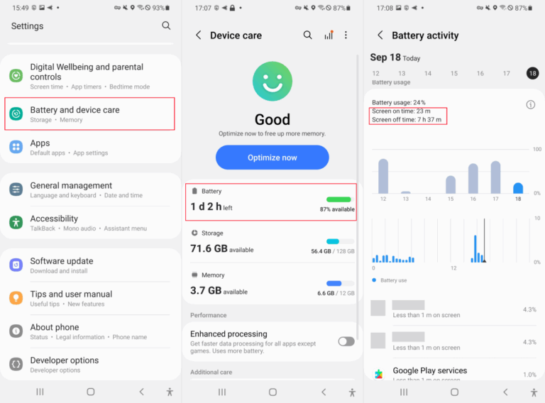 screen time from battery activity