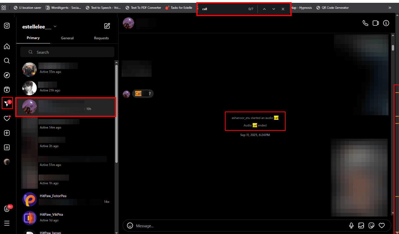 check ins call history on desktop