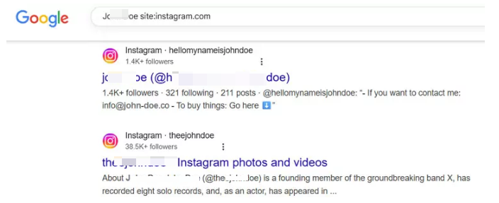 Buscar usuario de Instagram en Google