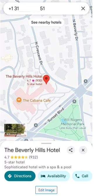 Поиск номера в результатах Google Maps
