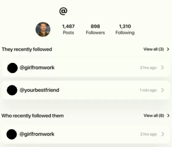 see someone recent following on instagram