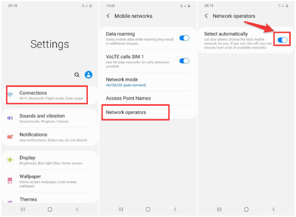 Selecione a operadora manualmente no Android