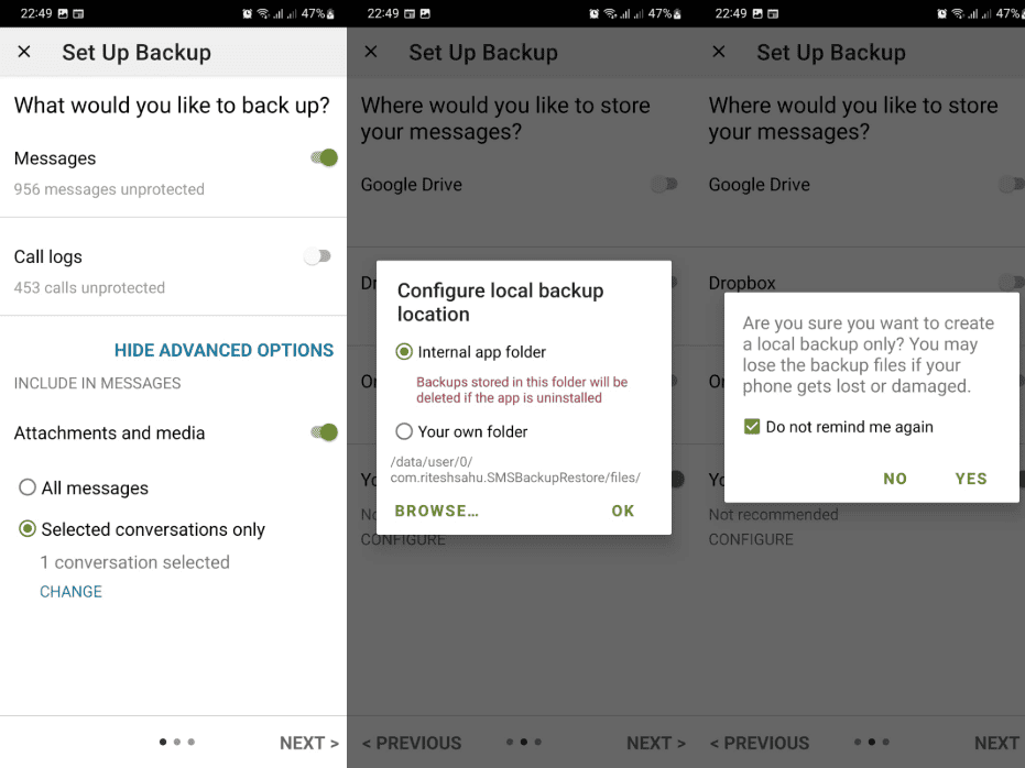 select local storage