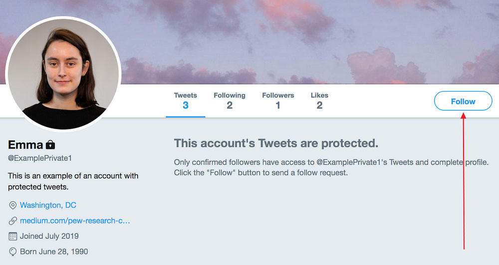 send request to private Twitter account
