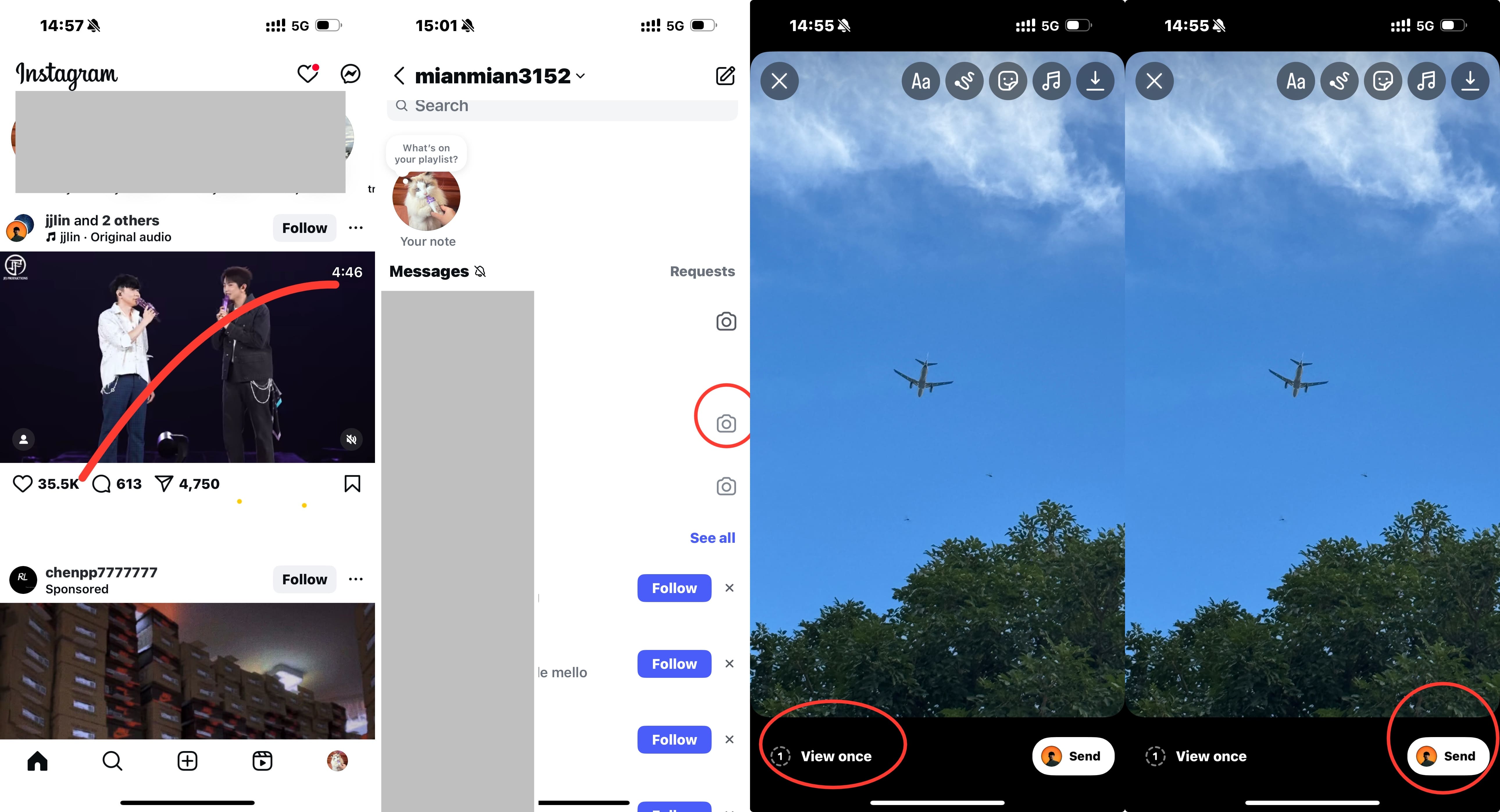 Method 2: Send via the Camera Icon in the Chat List