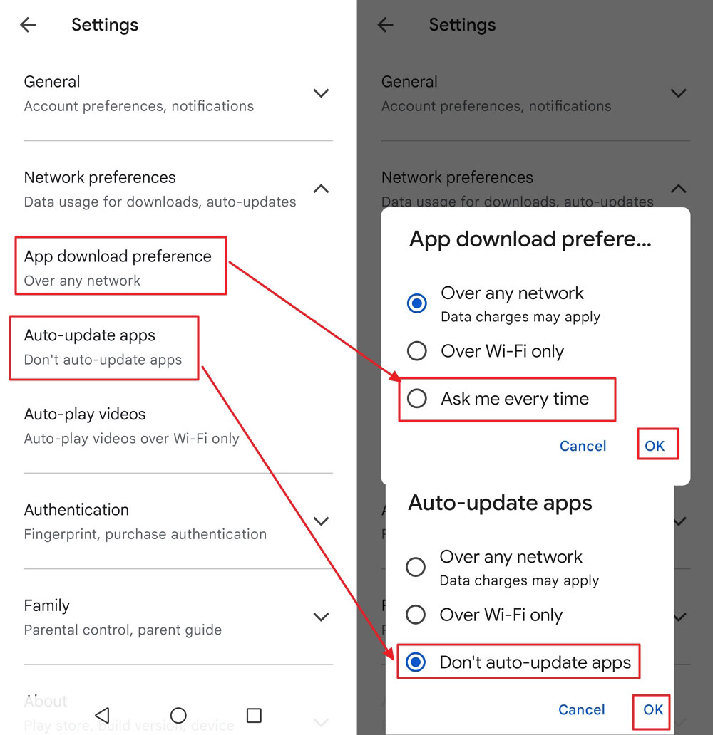 set don't download and auto update apps