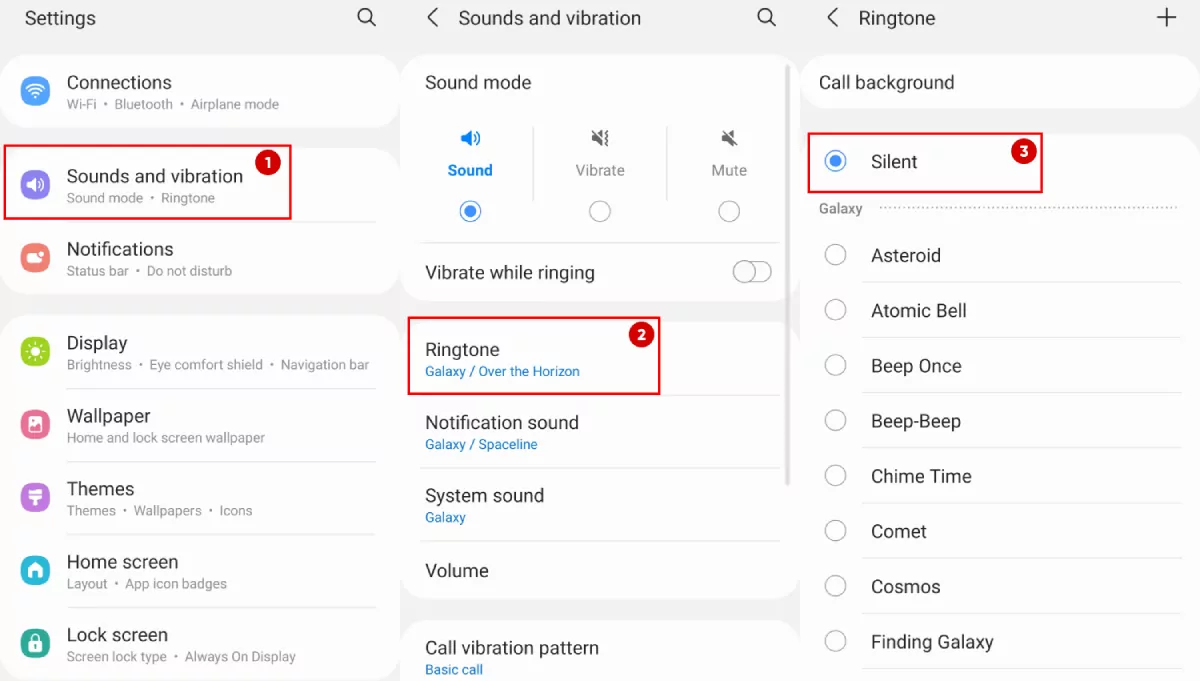 set silent ringtone on Android phone