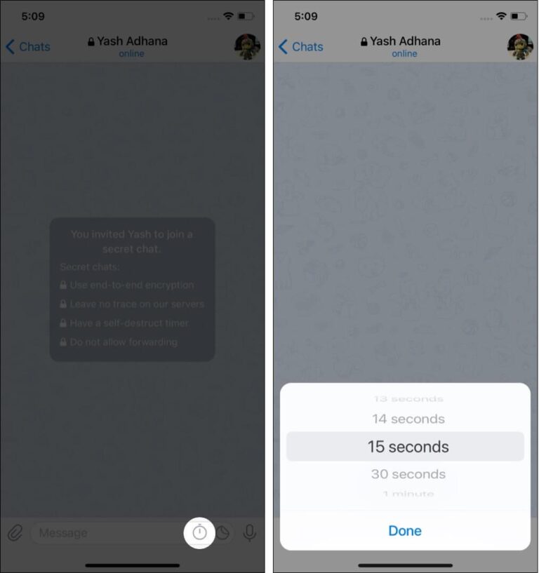 send Telegram disappearing messages