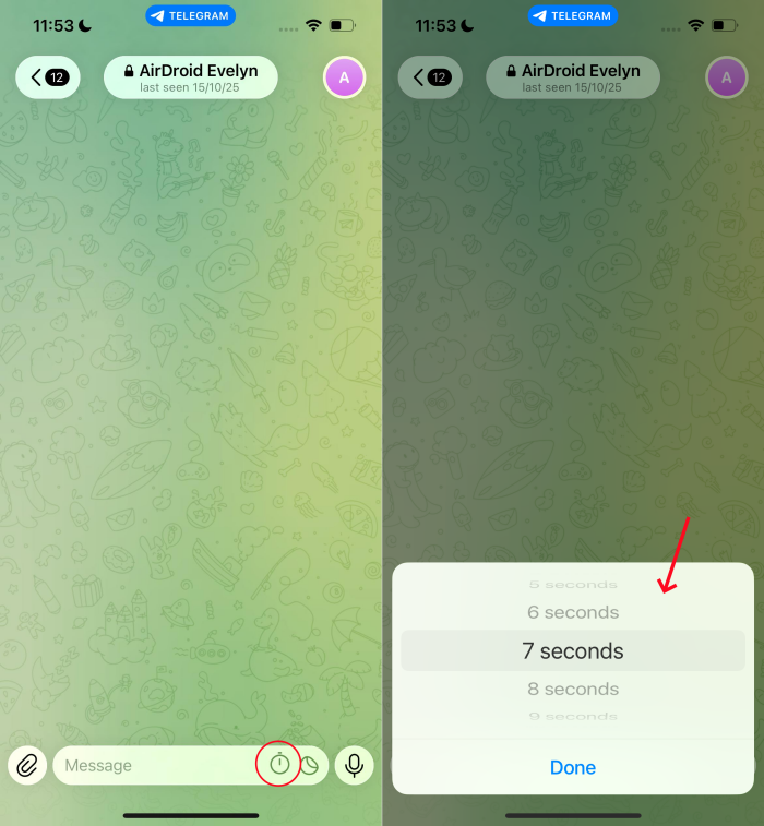 Temporizador de autodestruição no Telegram