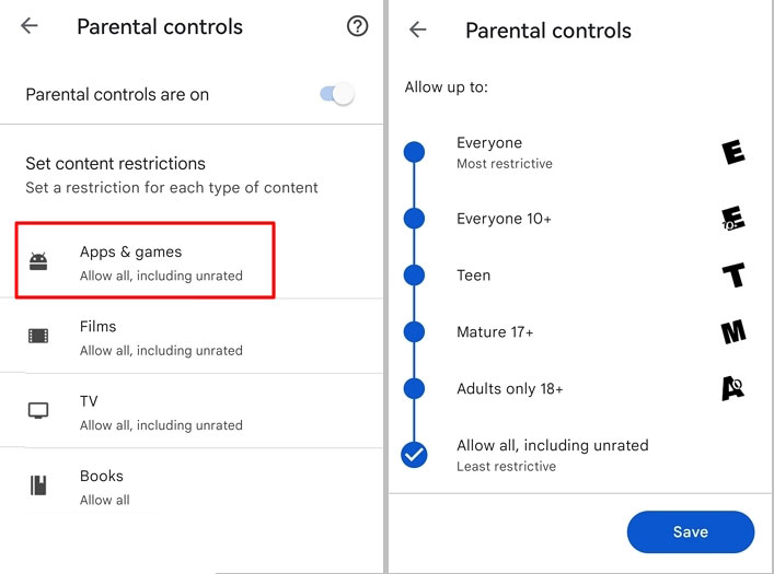 imposta il livello di maturità appropriato per tuo figlio