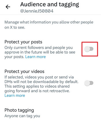set Twitter account as private