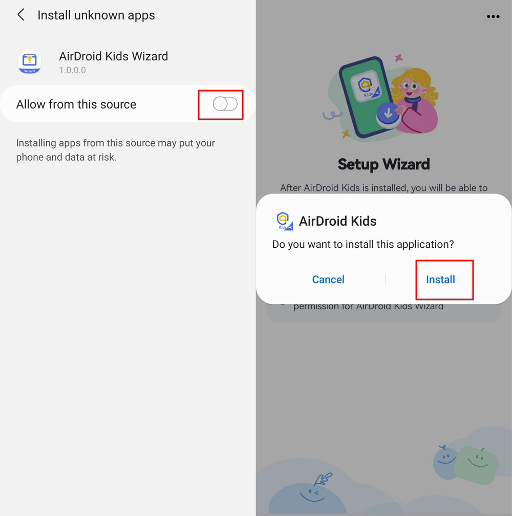 set up AirDroid Kids Wizard to install AirDroid Kids