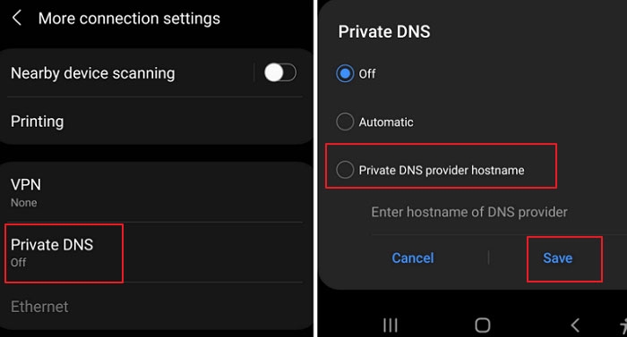 set up private DNS on Android