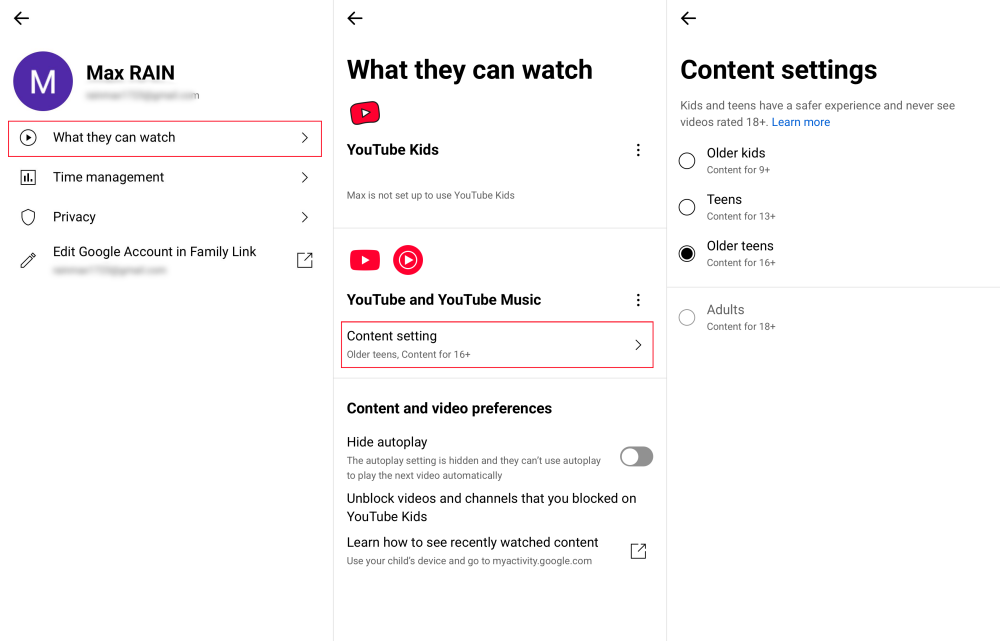 what supervised account can watch on YouTube