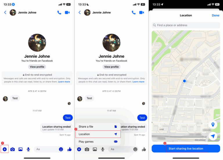 share live location on Messenger