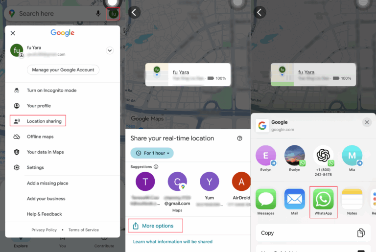 share location on WhatsApp from Google Maps