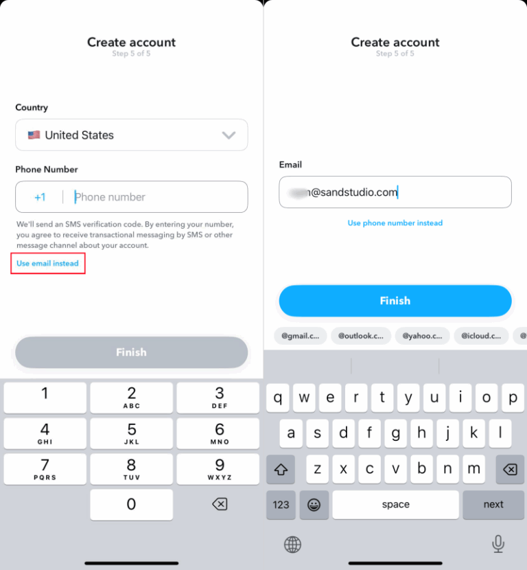 sign up Snapchat with email