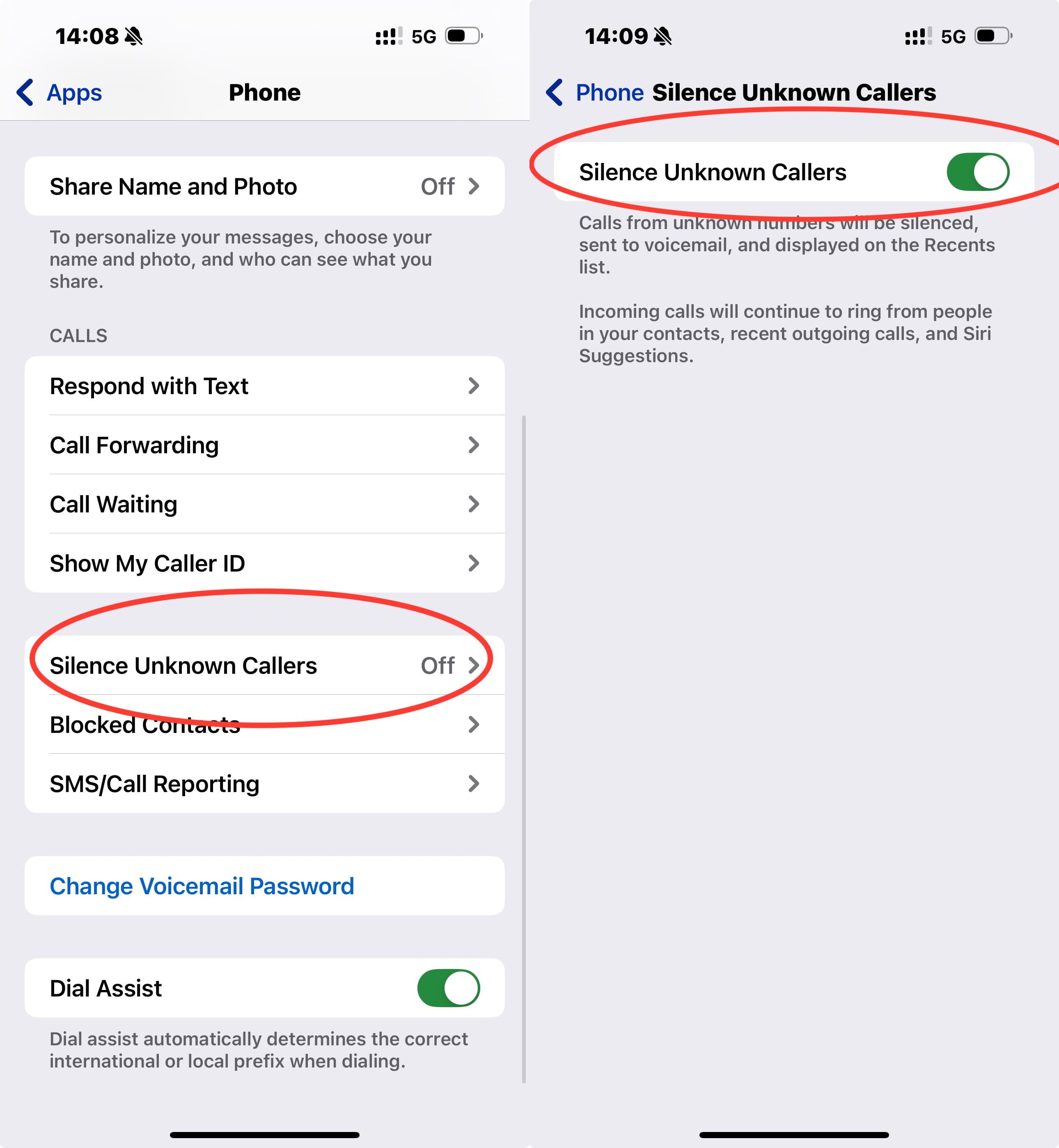 silence unknown callers on iphone