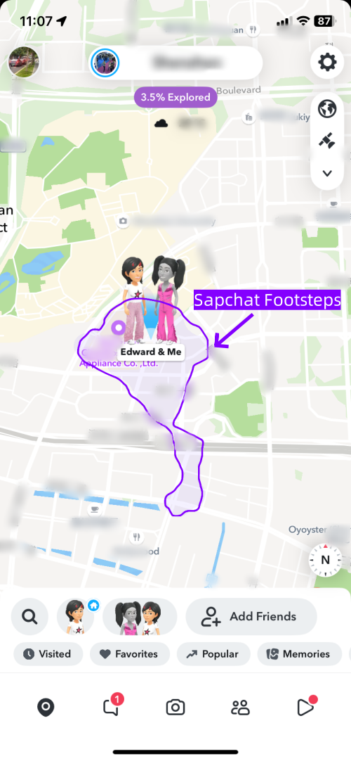 Snapchat Footsteps area