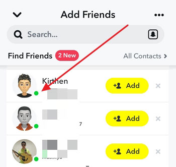 Snapchat green dot