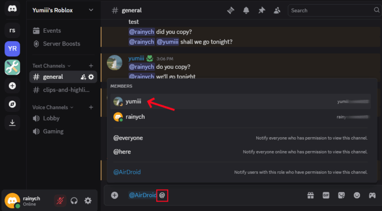 how to ping someone on Discord