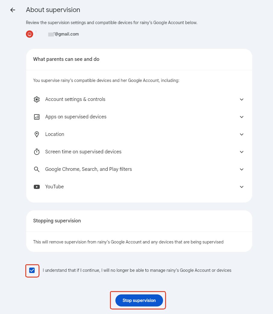 stop supervision on Family Link