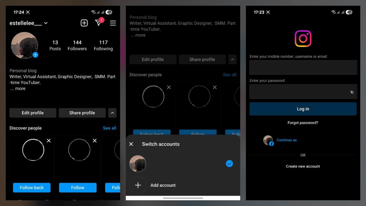 switch between instagram accounts 1