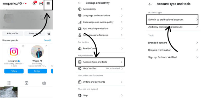 switch to a professional account