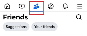 tap the friends icon on Facebook